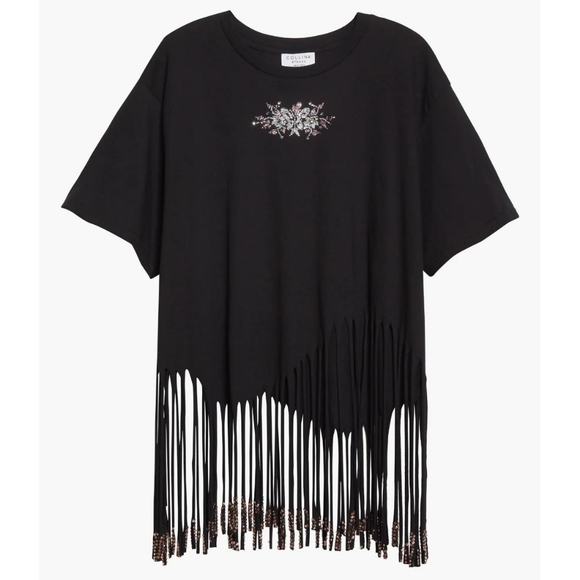 Collina Strada homecoming fringe embellished butterfly black & pink t-shirt - Picture 8 of 15